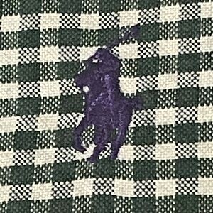 Ralph Lauren Men Green Gingham Button Down Shirt Large Long Sleeve Custom Fit